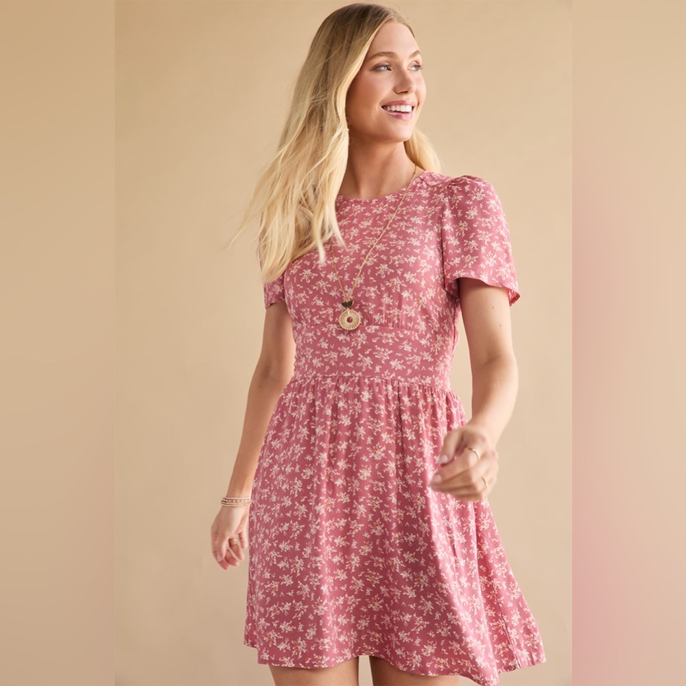 Francesca’s Gabrielle Floral Short Sleeve Mini Dress Size M